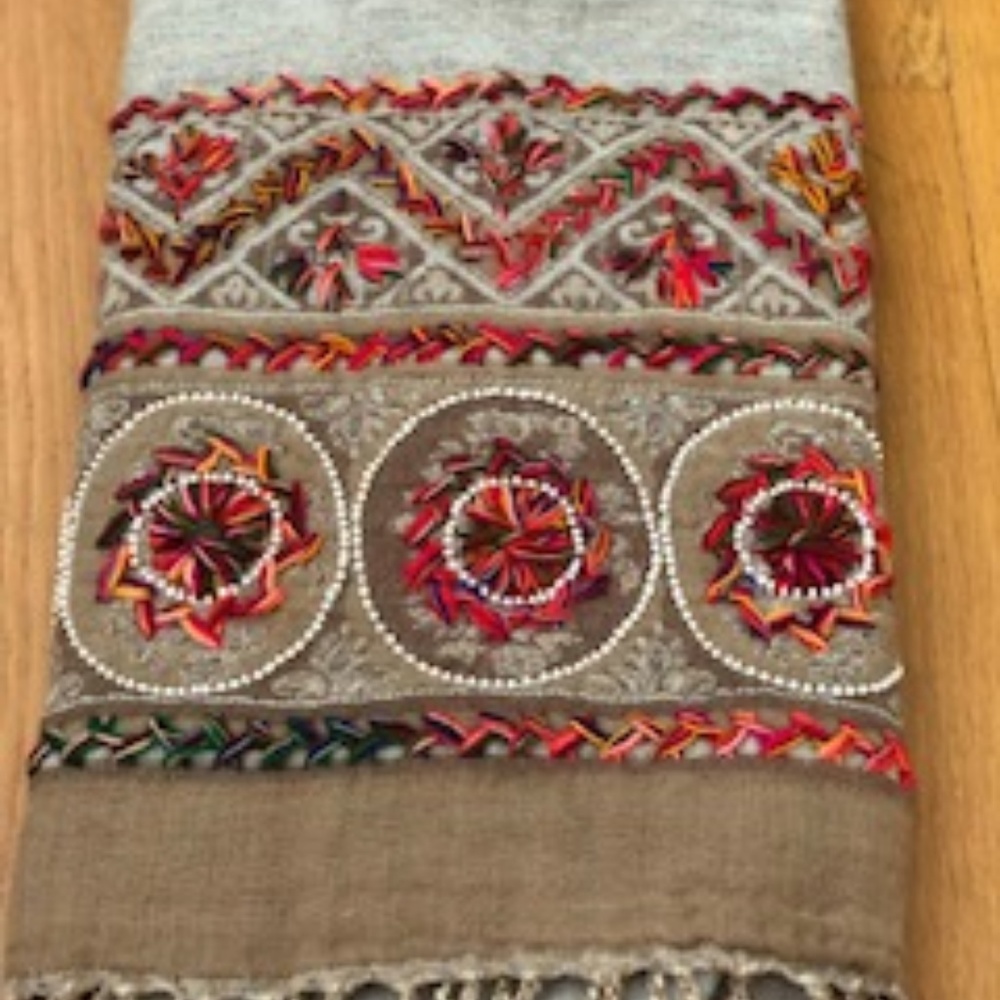 Jain Shawls Hand Embroidered and Beaded Wrap Shawl